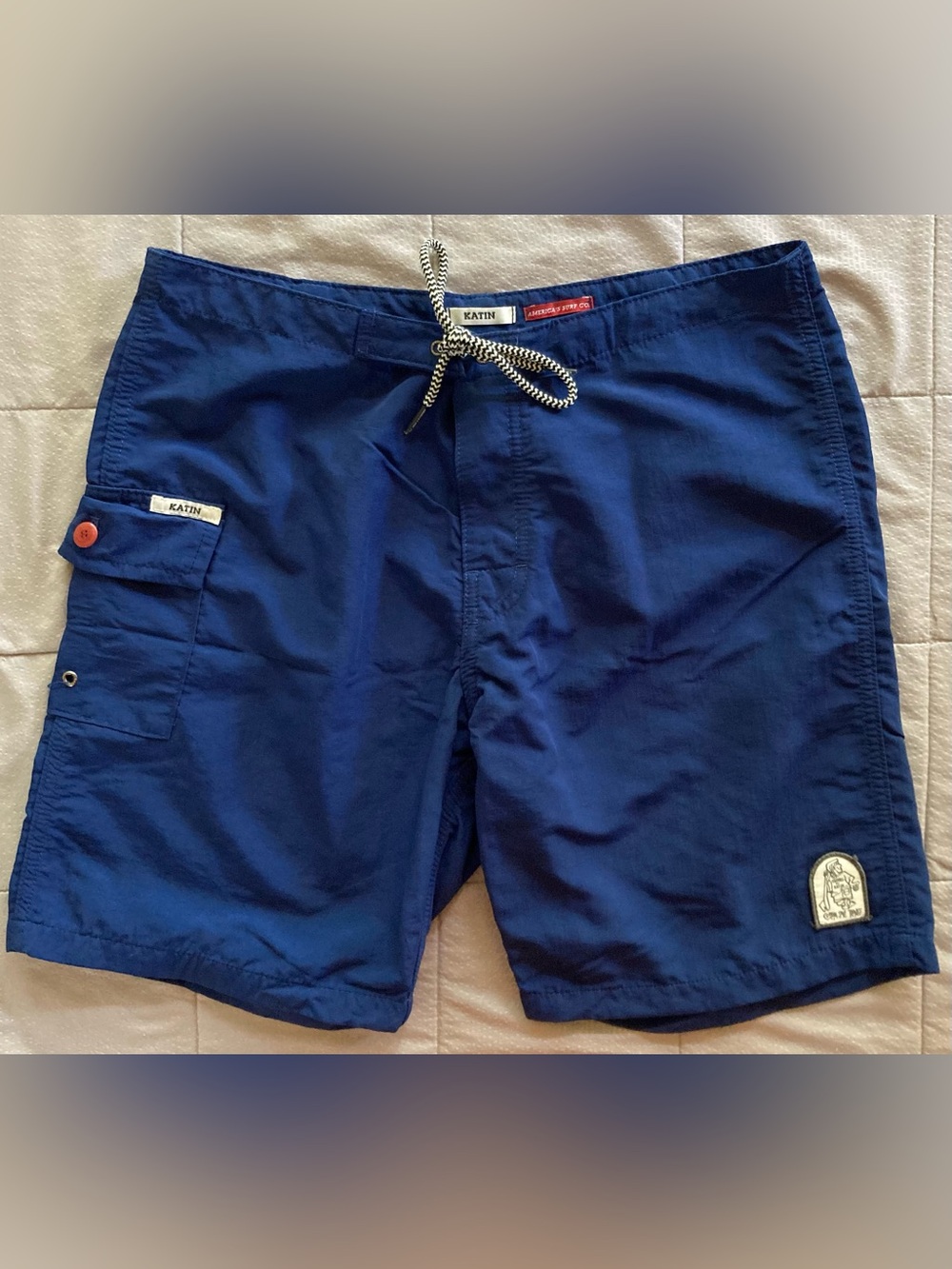 Kanvas By Katin Board Shorts Men’s 32 Blue 7” Blue Surf Swim Nylon USA Made